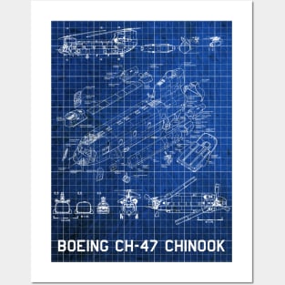 Blueprint of CH 47 Chinook Posters and Art